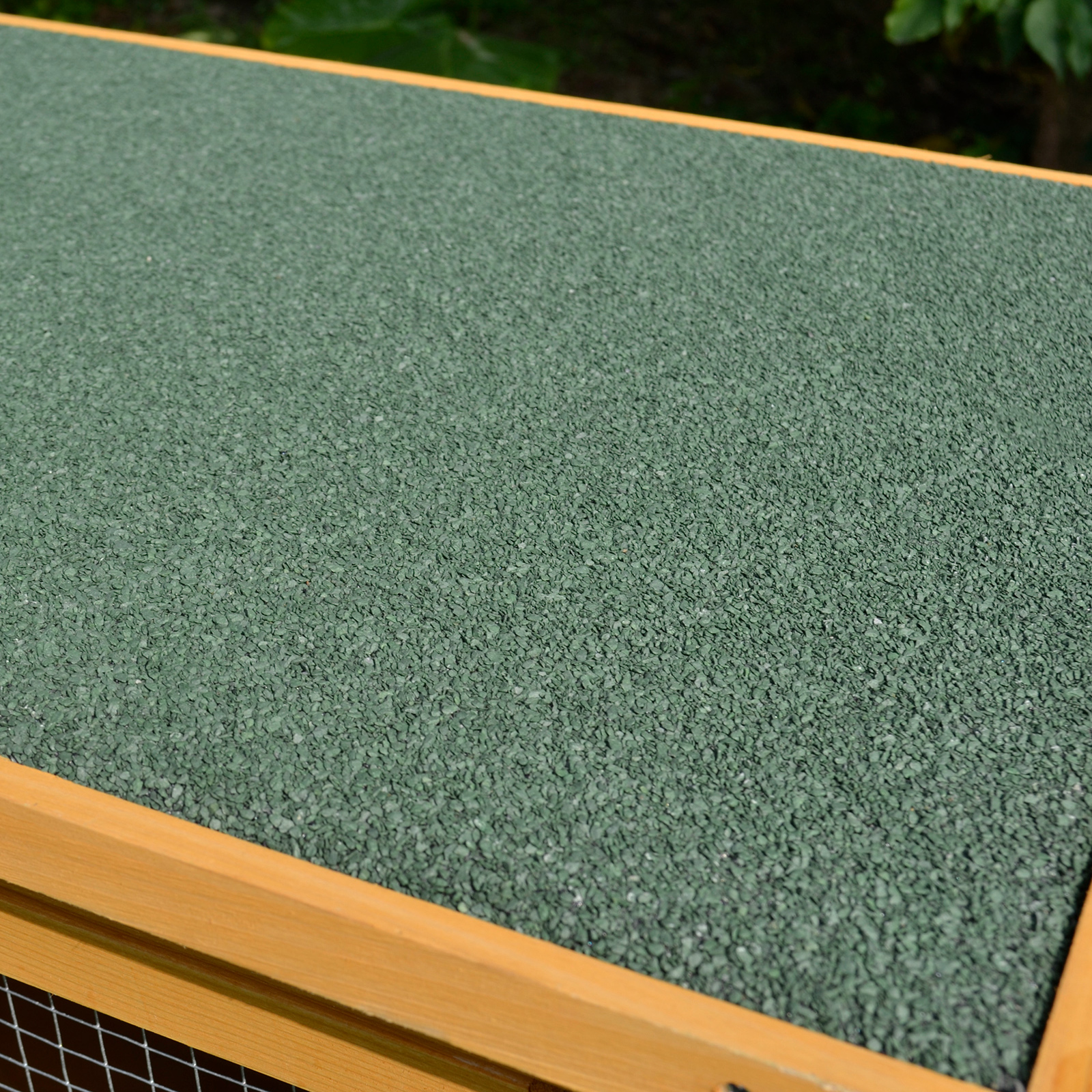 Hasenstall Kaninchenstall aus Holz mit aufklappbarem Dach, 2 Türen, auslaufsicherer Schale, 115x44,3x65 cm Hellgelb