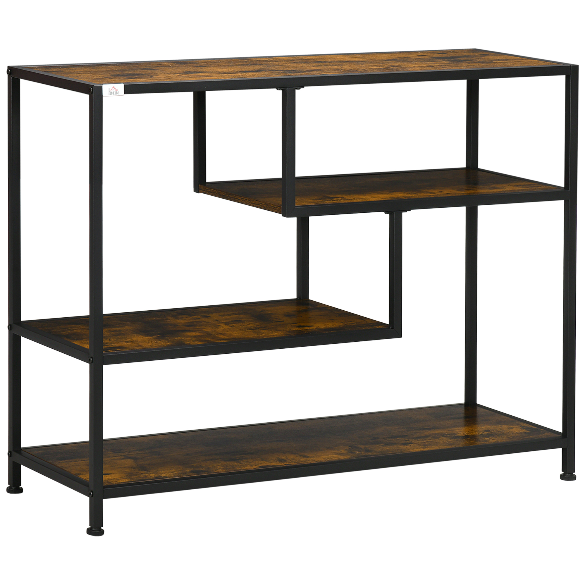 Regal, Konsolentisch, Industrial Design, 4 Böden, Stahlrahmen, 99,6 x 33,6 x 74 cm