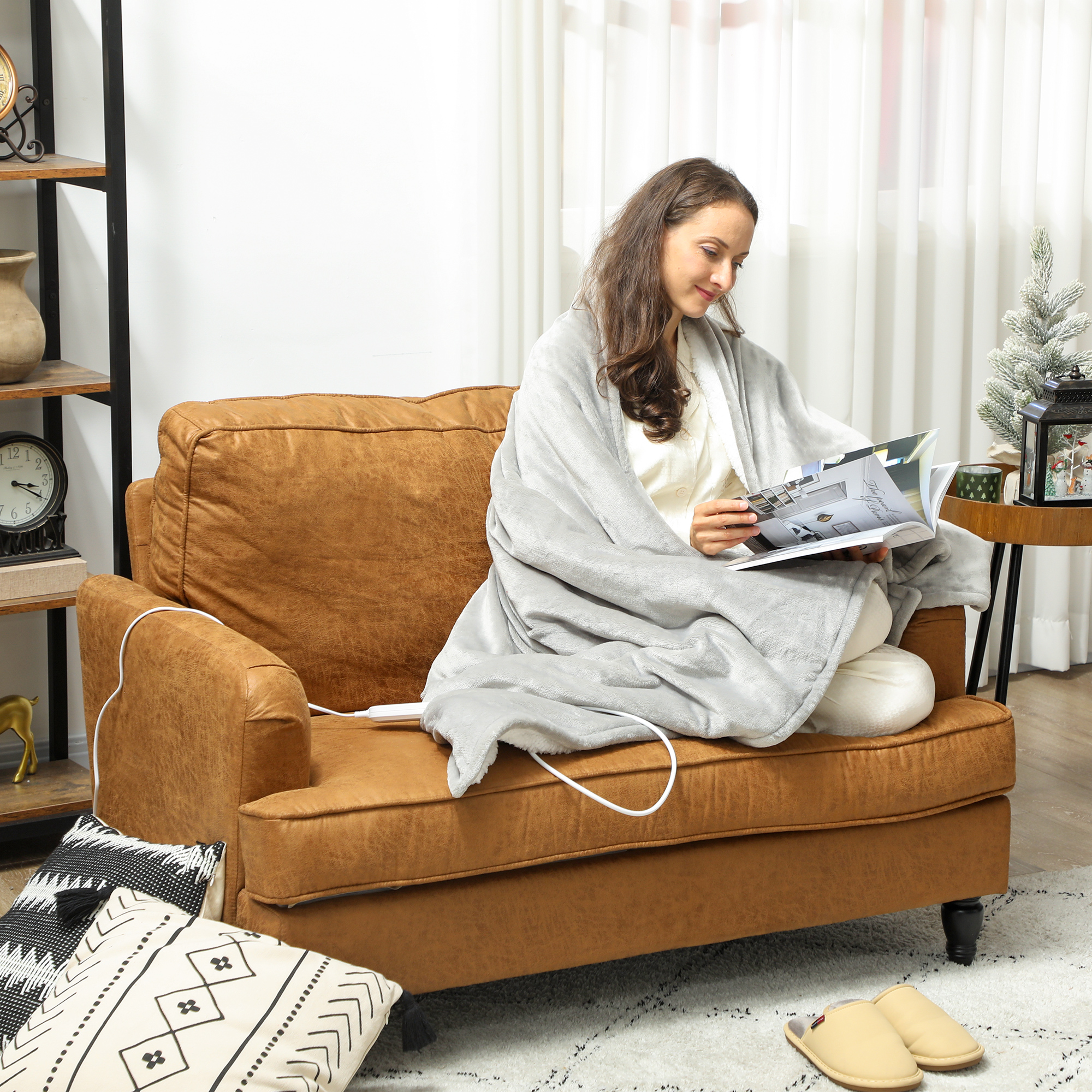 Heizdecke 180 x 130 cm Elektrische Wärmedecke mit 10 Heizstufen, 10 Stunden Timer Überhitzungsschutz LED Anzeige