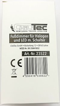 Fußdimmer für Halogen und LED m.Schalter / 230V, 75-300W Halogen, 3-100W LED