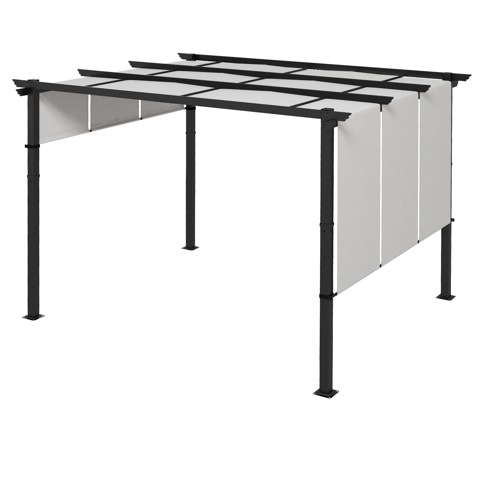 Markise Sonnenschutz. Pergola, wetterbeständig,  inkl. Befestigungsmaterial, 3 x 3,5 m, Dunkelgrau