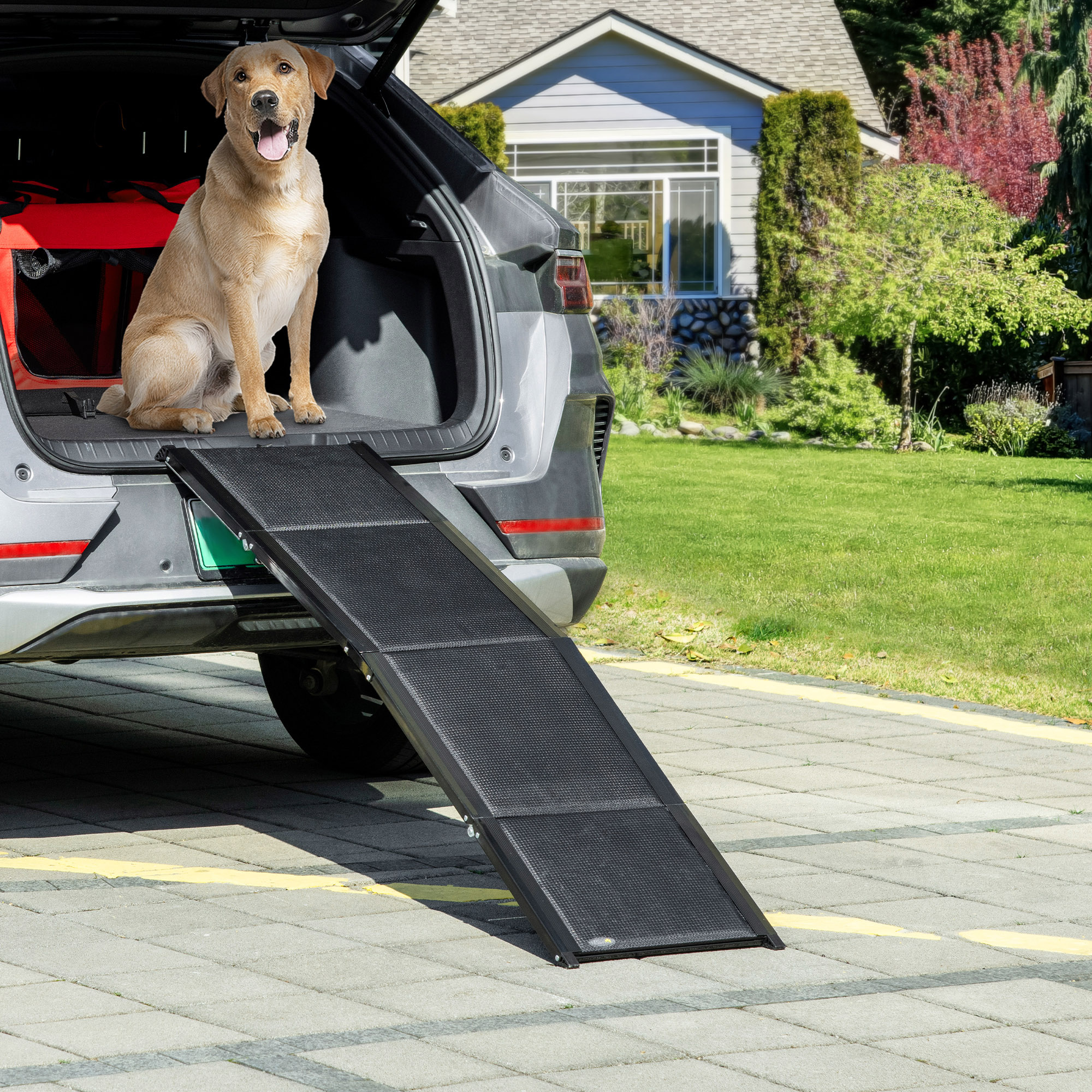 Haustierrampe, klappbar, rutschfest, Hunde bis 40 kg, 158 cm x 43,5 cm x 2,5 cm, Schwarz