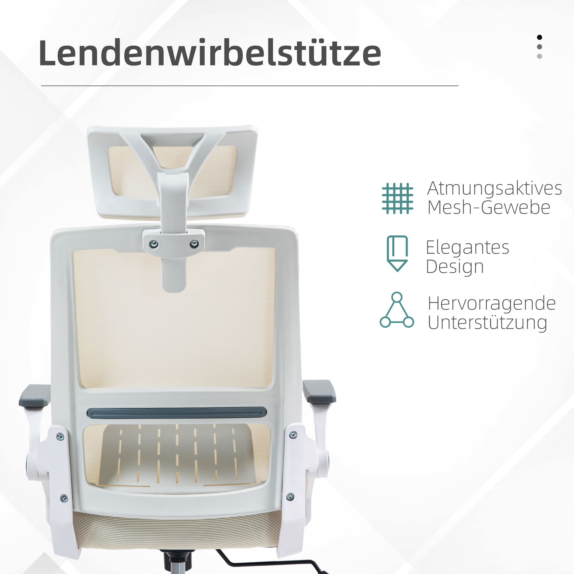 Bürostuhl Schreibtischstuhl Office-Stuhl, höhenverstellbar, 1 Kopfstütze, 60 x 61 x 121,5 cm Beige