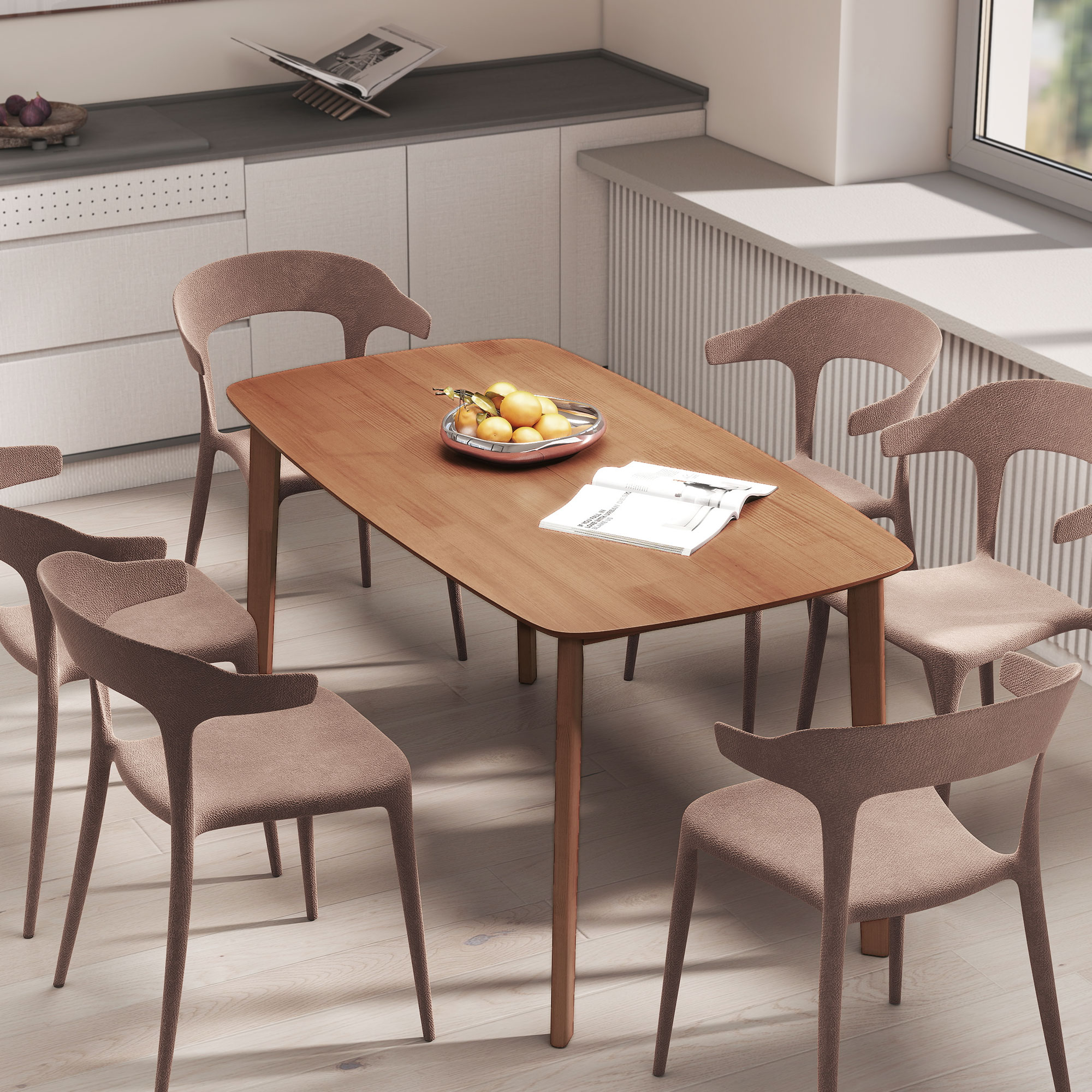 Esstisch, Landhausstil, lackierte Oberfläche, Holz, 150 x 80 cm, Braun