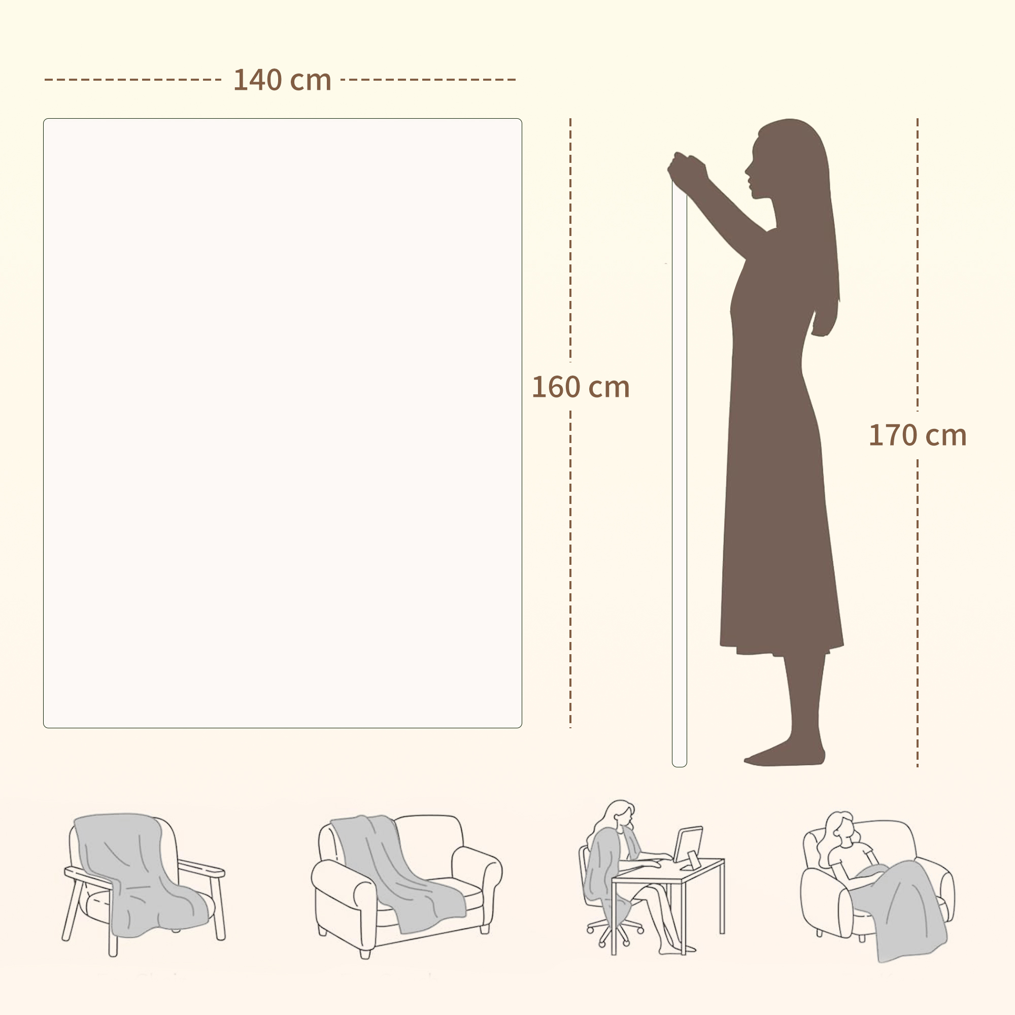 Heizdecke mit Dualzonensteuerung 160 x 140 cm maschinenwaschbar mit 5 Heizstufen, 10 Stunden Timer, Überhitzungsschutz