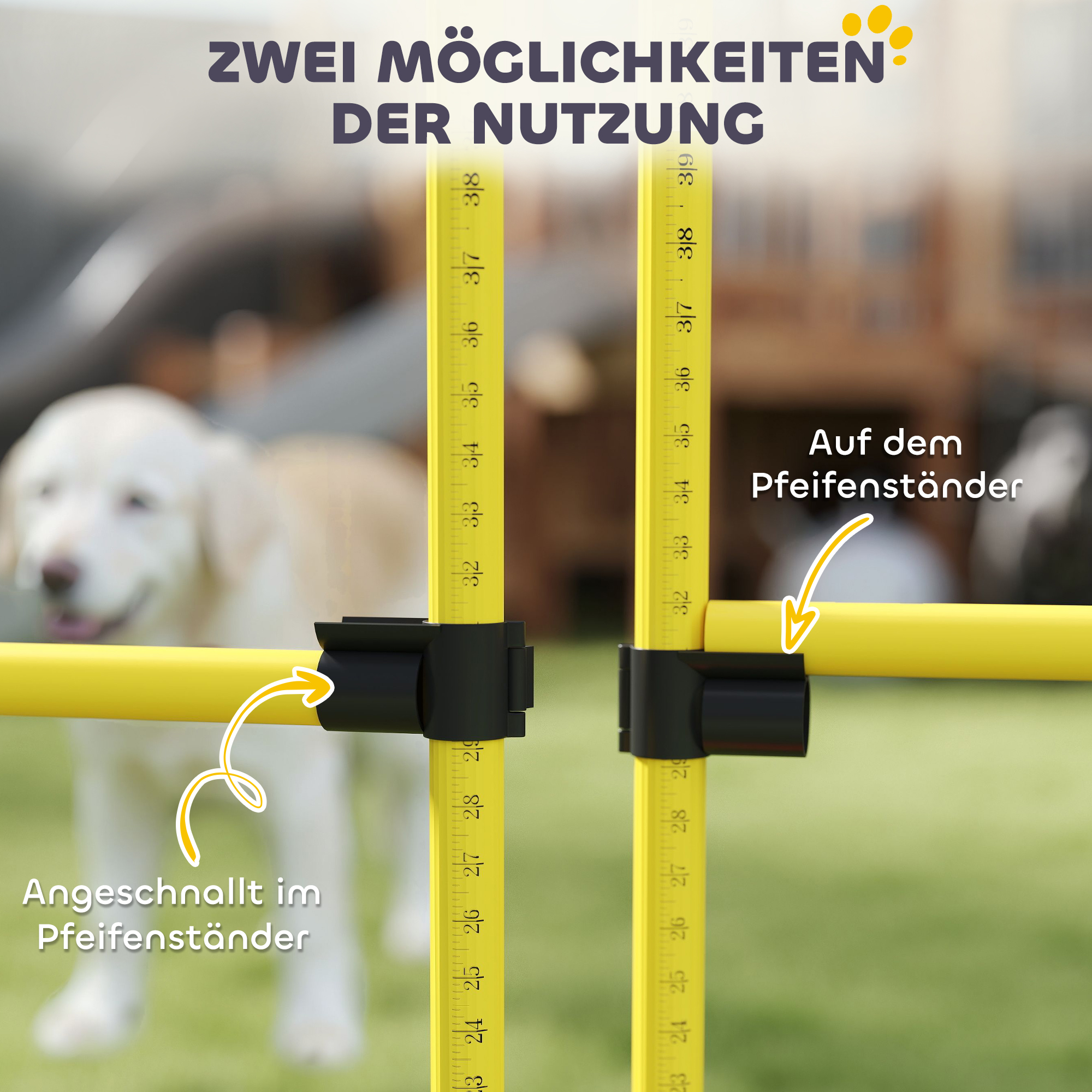 4-teiliges Hunde-Agility-Set mit 4 Hürden und Tragetasche für das Sprungtraining, Gelb