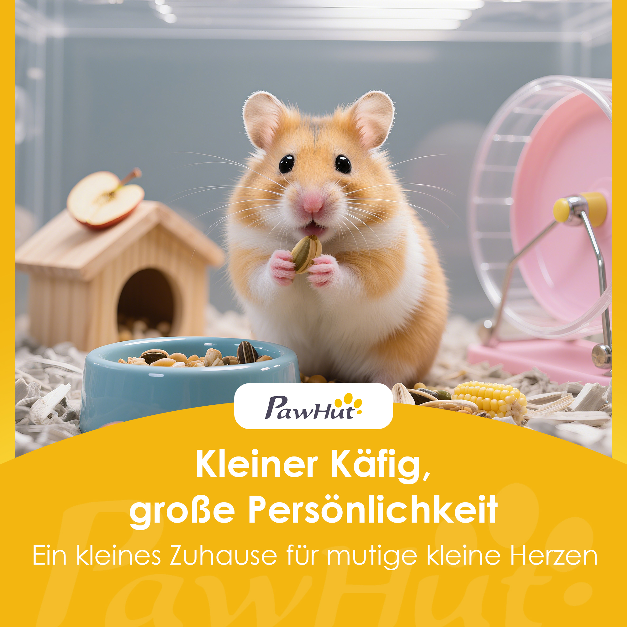 Hamsterkäfig, 3 Ebenen, Hütte, Zubehör, 100 x 50 x 84 cm, für mehrere Kleintiere, Holz, Kunststoff