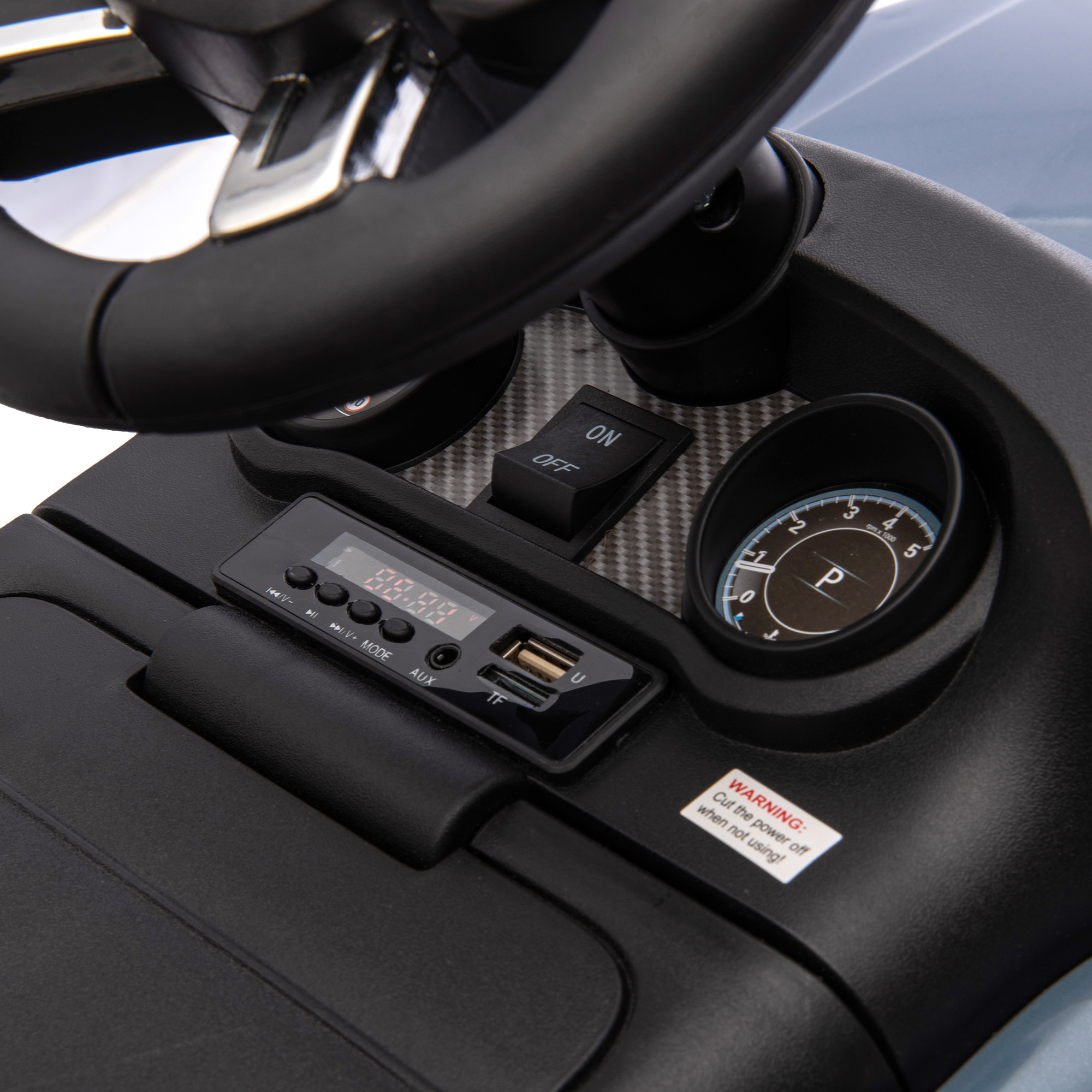 Elektro-Kinderauto 6V, Land Rover, Fahr-/Schiebemodus, Scheinwerfer, Musik, Hellblau