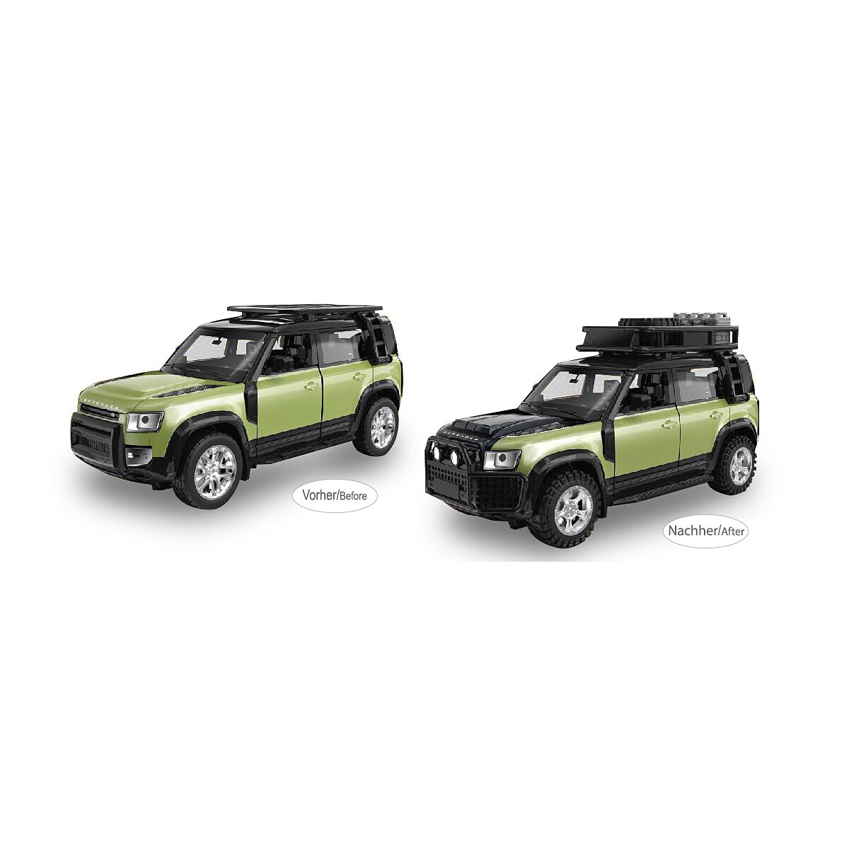 Land Rover Defender 110 Diecast 1:43 grün 2in1