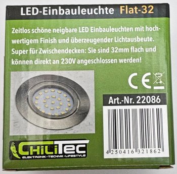 LED-Einbauleuchte "Flat-32" warmweiß / 80x32mm, 5W, 590lm, Edelstahl gebürstet