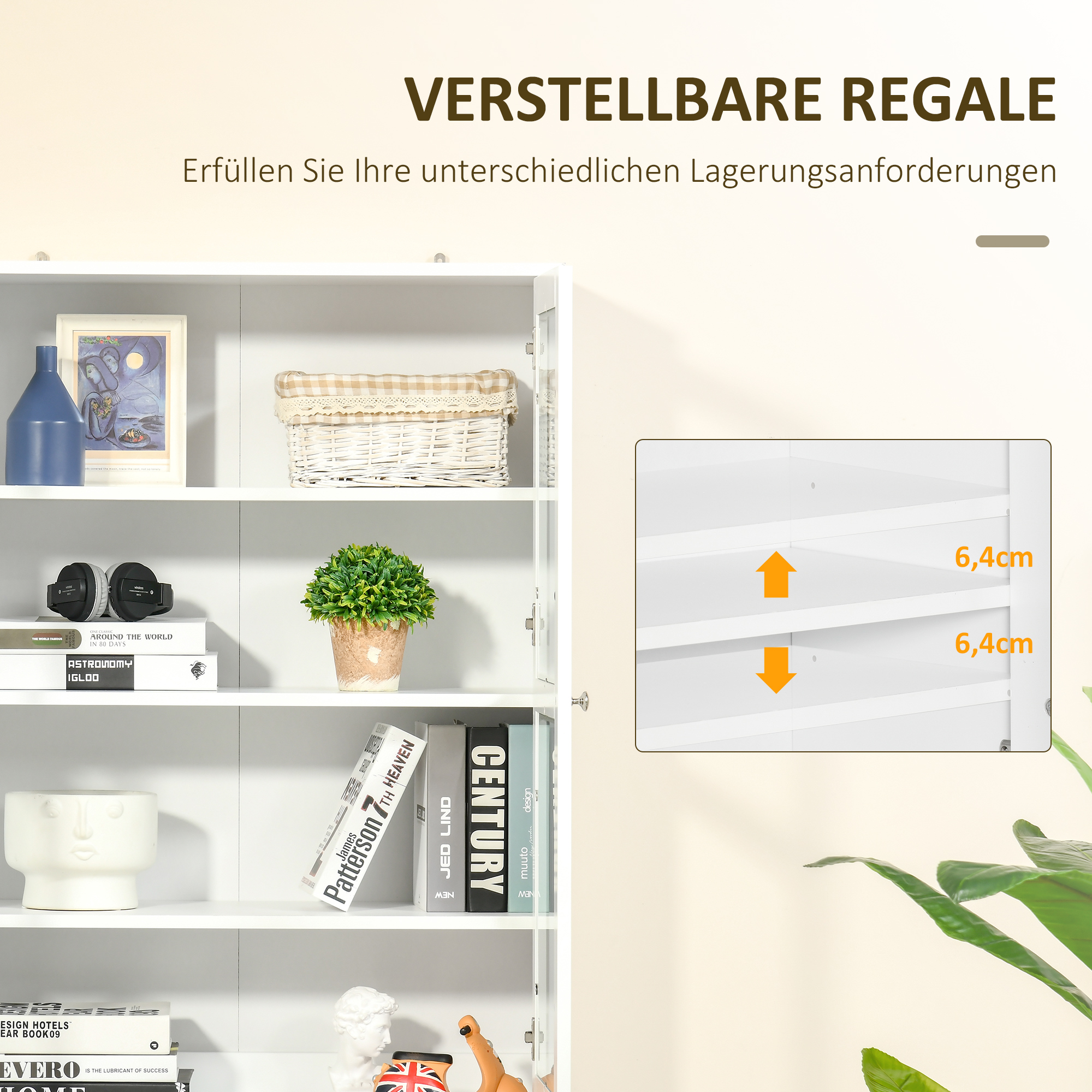 Bücherregal Wandregal Regal, 2 Regale, 76 cm x 40 cm x 178,5 cm, Weiß