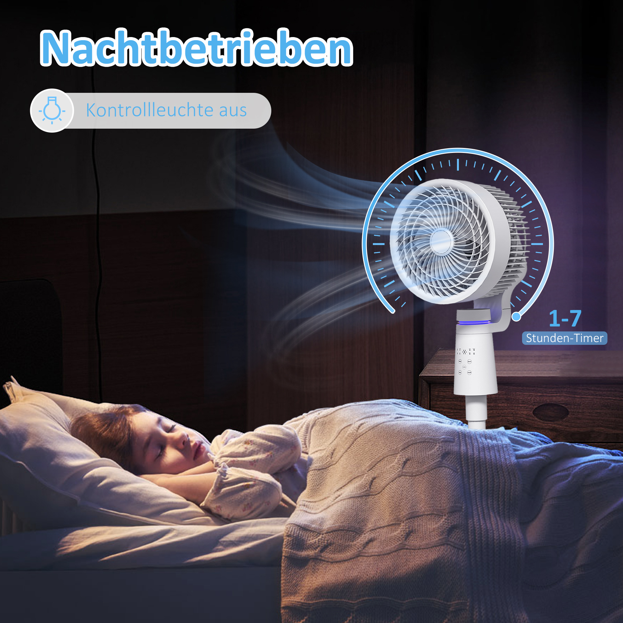 Standventilator Luftzirkulator Lüfter mit 3 Geschwindigkeitsstufen Fernbedienung Timer 70°+90° Oszillation