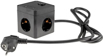 Steckdosen-Würfel mit USB-Ladebuchsen / USB-A /USB-C,3-fach, 1,5m Kabel, schwarz