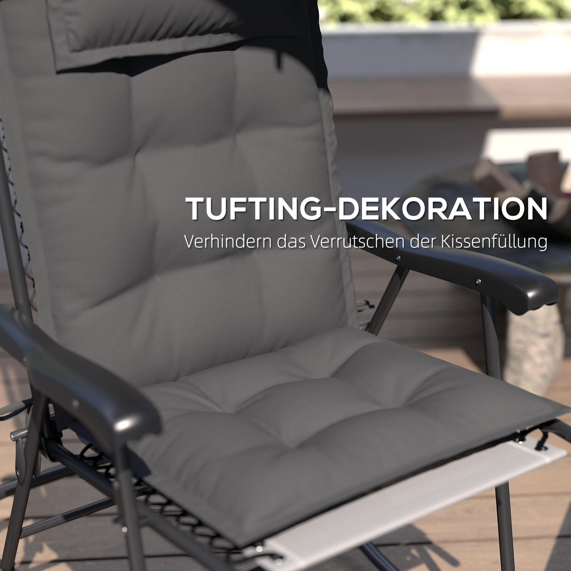 2er Set Auflage für Sonnenliege Wasserabweisend Liegenauflage für Gartenliege Polsterauflage 50x116x5 cm, Dunkelgrau