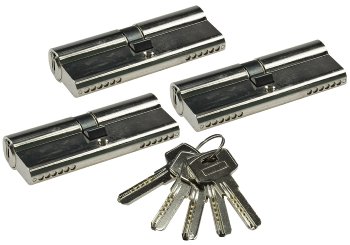Schließzylinder-Set 3x 80mm (40+40mm), Profil-Zylinder, 5 Sicherheits-Schlüssel