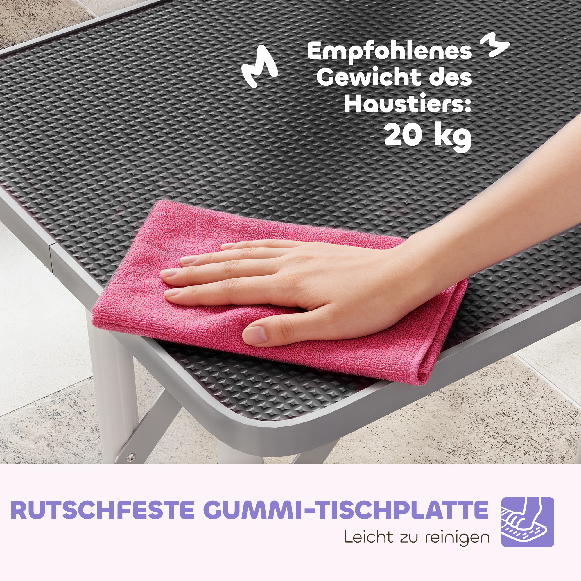 Trimmtisch für Hunde Hundepflegetisch mit Schlinge klappbar Stahlbeine rutschfest Tischplatte 81x48,5x80 cm Schwarz
