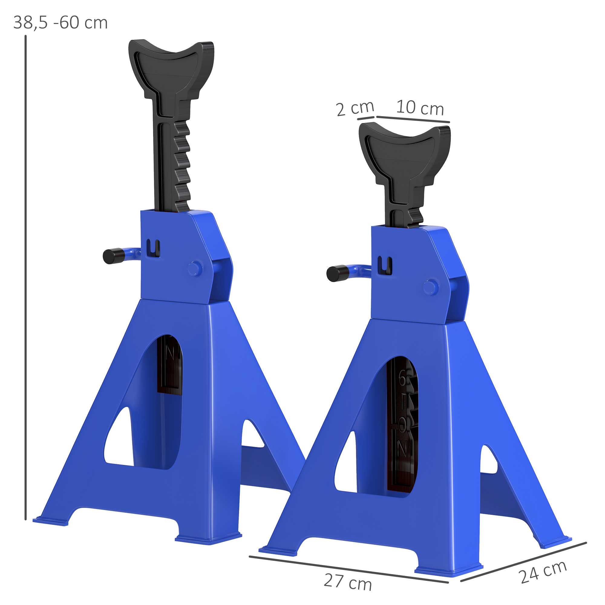 Unterstellbock 3 Tonnen Traglast 2 Stück Stützbock inkl Sicherungssplint 13 stufig Höhenverstellbar 385 mm bis 600 mm