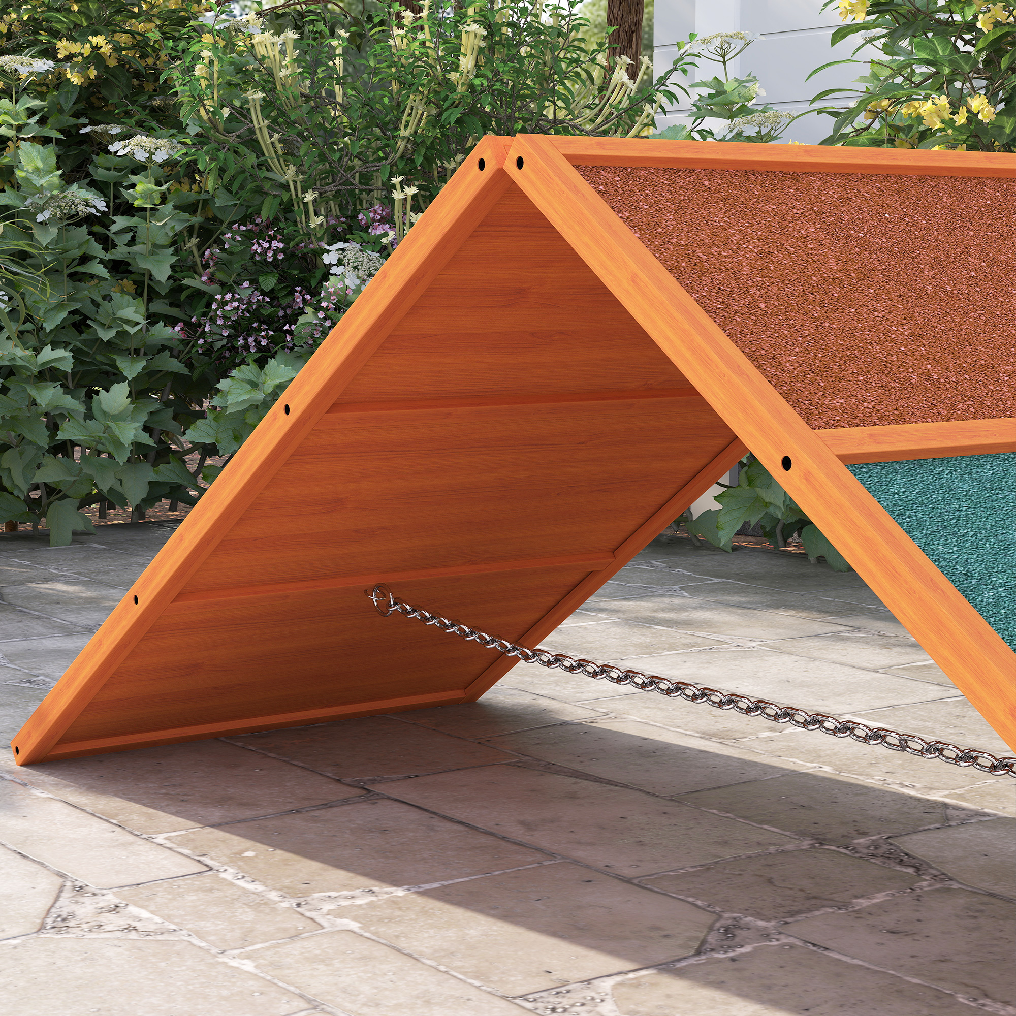 Agility Hunderampe, klappbar, verstellbare Höhe, rutschfest, Tannenholz, bis 40 kg, 173 x 59 x 66 cm, Orange/Grün
