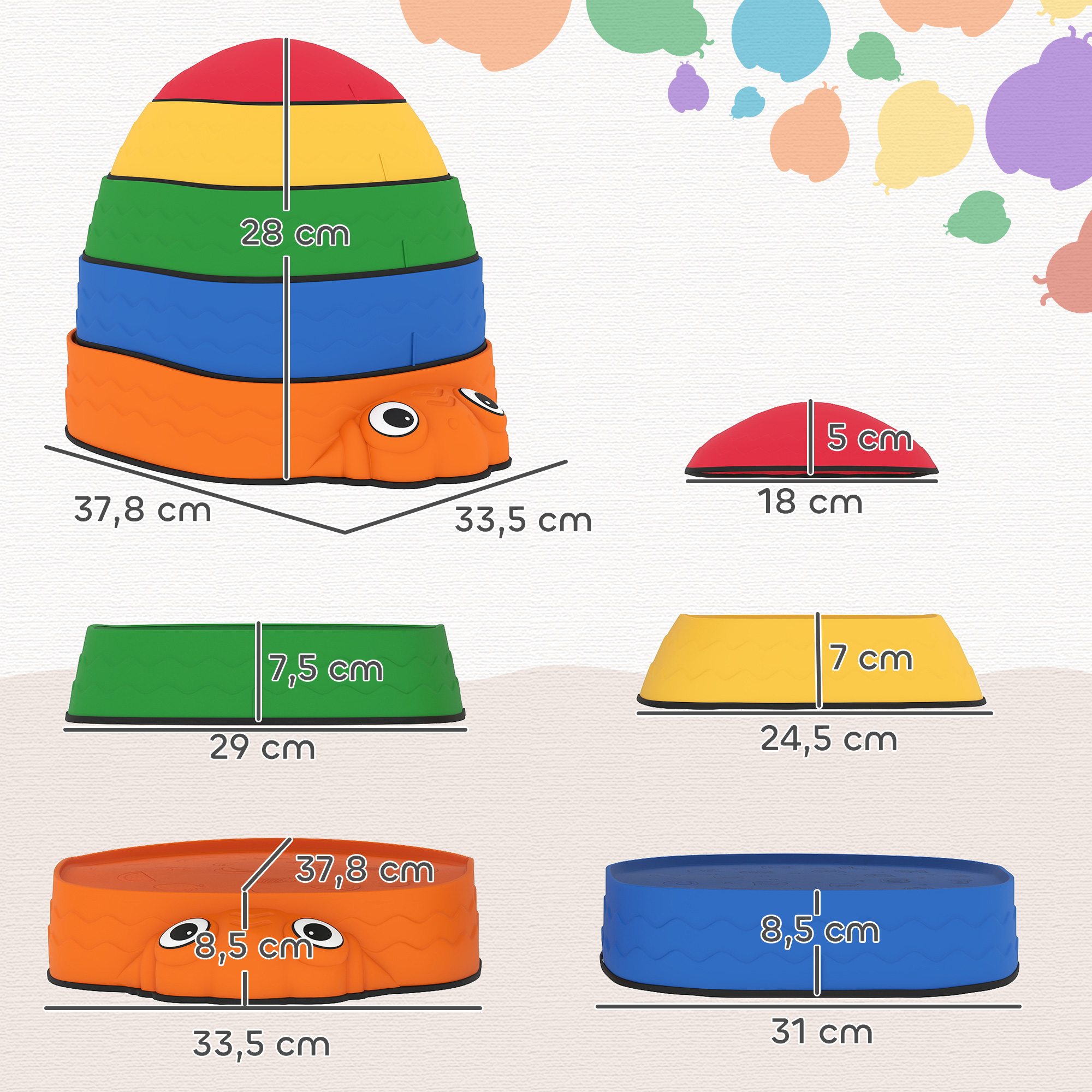 Balanciersteine für Kinder 5 Stück Rutschfest stapelbar 2-8 Jahren für Drinnen Draußen