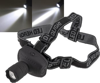 LED-Stirnlampe mit fokussierbarer 1W LED, 3x AAA Batterie nötig