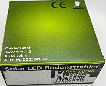 Solar LED Bodenstrahler "CTB-E", eckig, 105x105x40mm, IP44, Edelstahl-Front