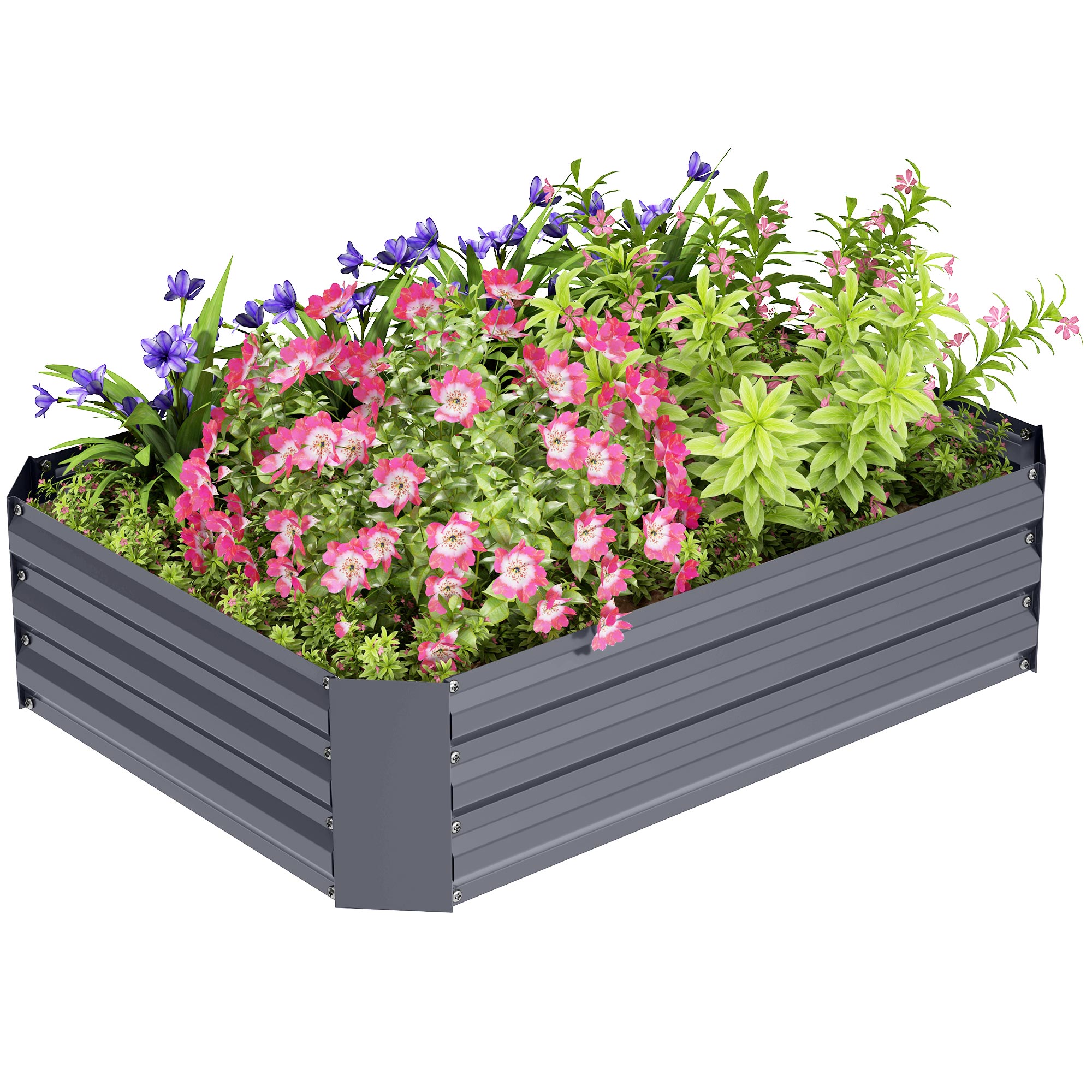 Hochbeet aus verzinktem Stahl, Gartenbeet, Pflanzkasten für Garten, Blumenkasten, 120 x 90 x 30 cm, Dunkelgrau