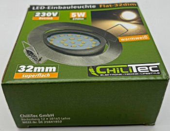 LED-Einbauleuchte "Flat-32dim" warmweiß / 80x32mm, 5W, 590lm, Edelstahl gebürstet