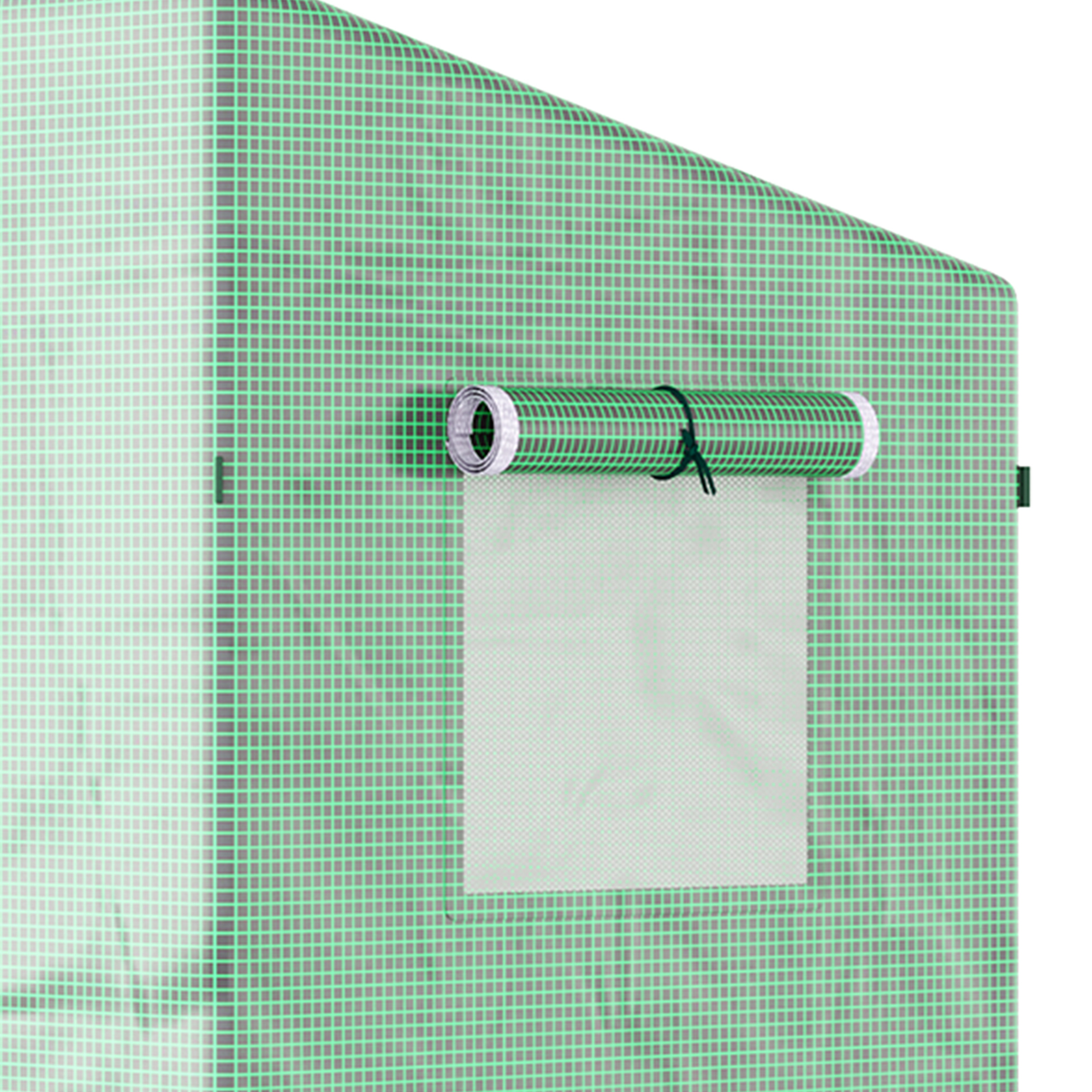 Foliengewächshaus, Treibhaus mit Rolltür, Seitenfenster, für Garten, aus Stahl, Kunststoff, 200 x 76 x 168 cm, Grün