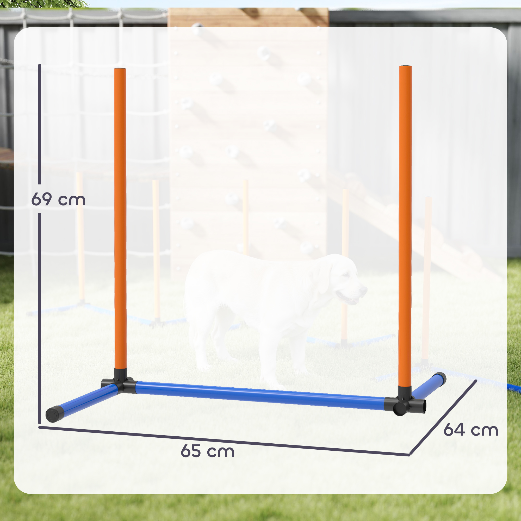 Agility Set Hunde 3-teiliges Agility Ausrüstung mit Slalomstangen Tragetasche Trainingsset für alle Hundegrößen Orange