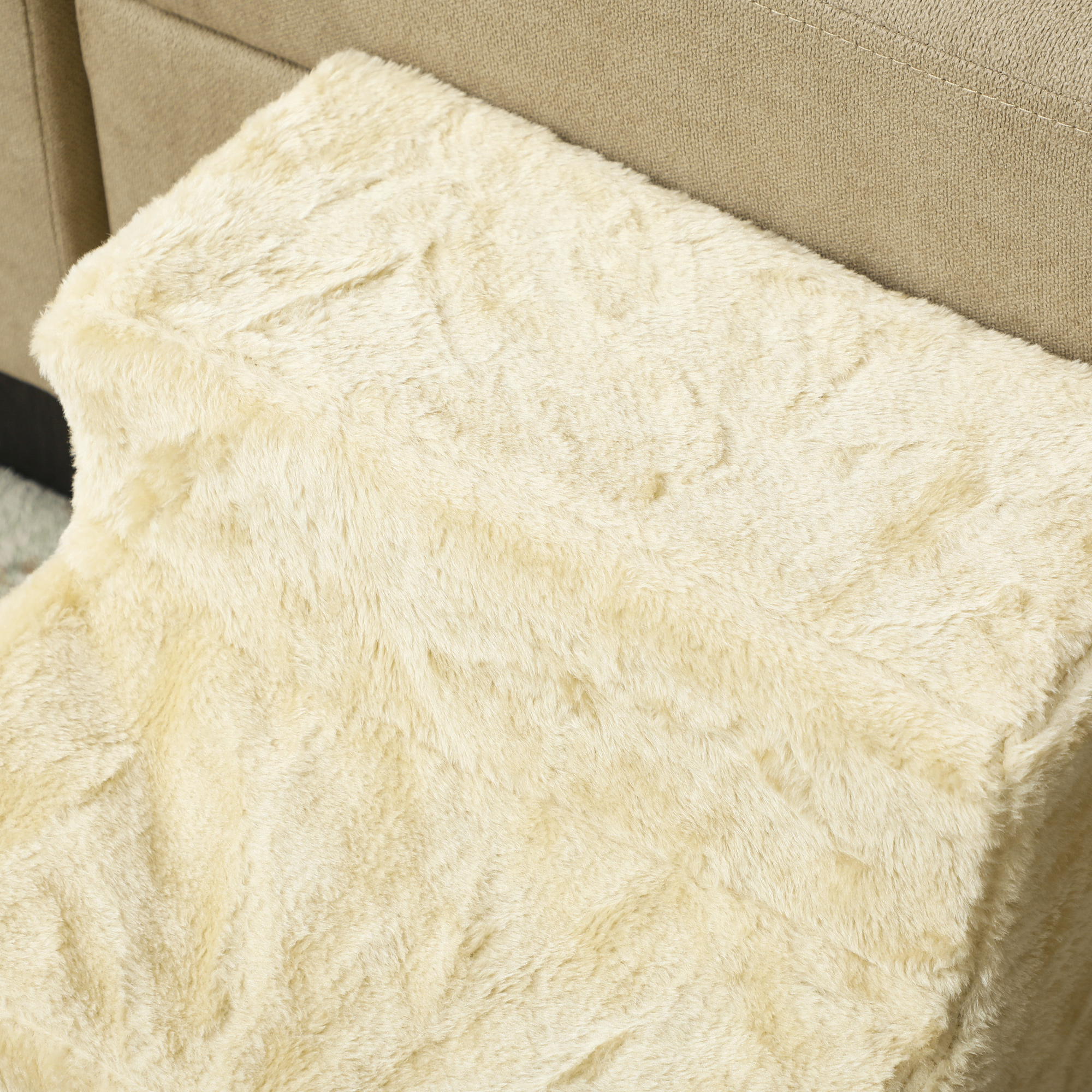 faltbare Haustiertreppe, 3 Stufen, waschbarer Plüschbezug, Spanplatte, 46 x 35 x 35 cm, Beige