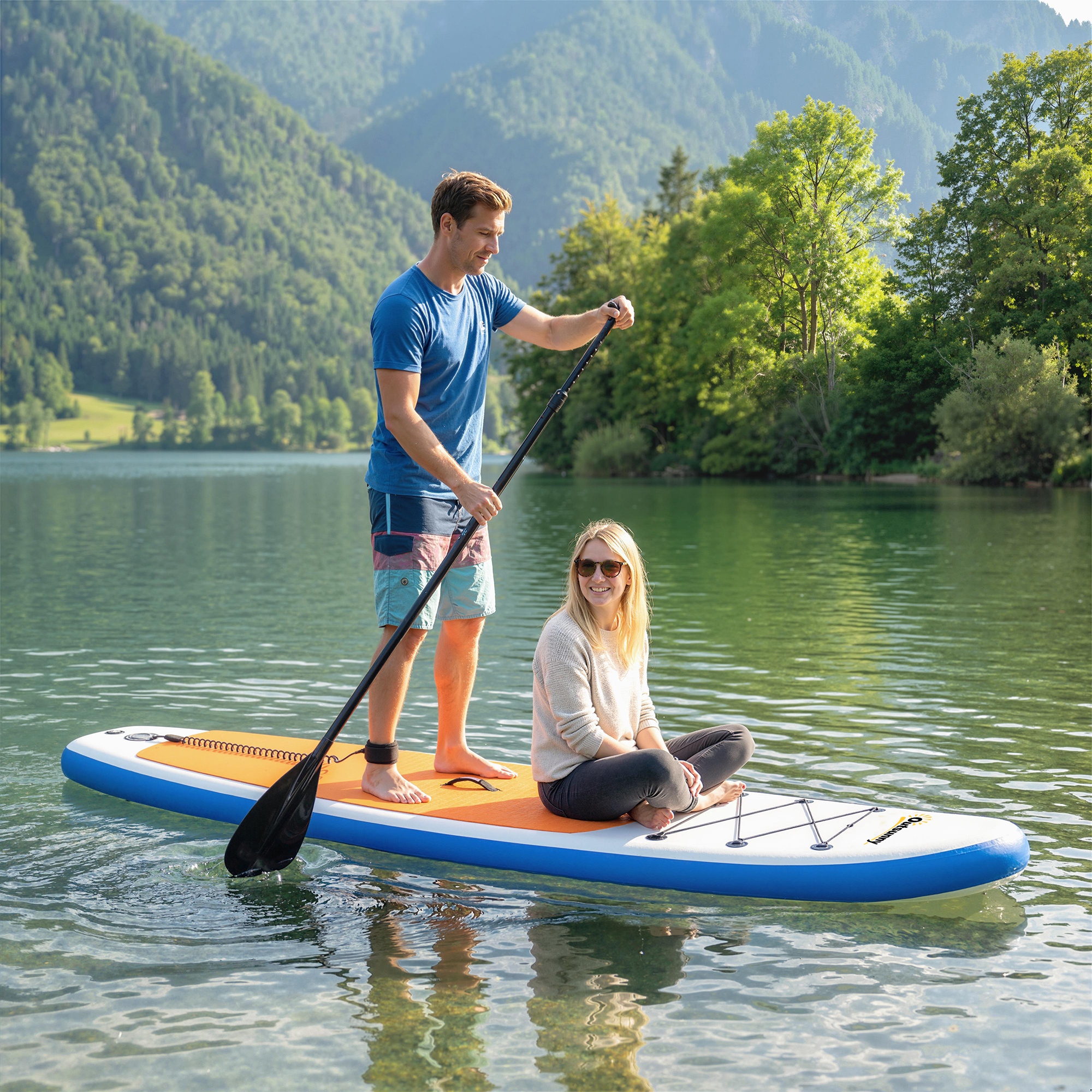 Stand Up Paddling Board Set Aufblasbar 305cm SUP Board mit Aluminium-Paddel abnehmbarer Finne Fußschlaufe