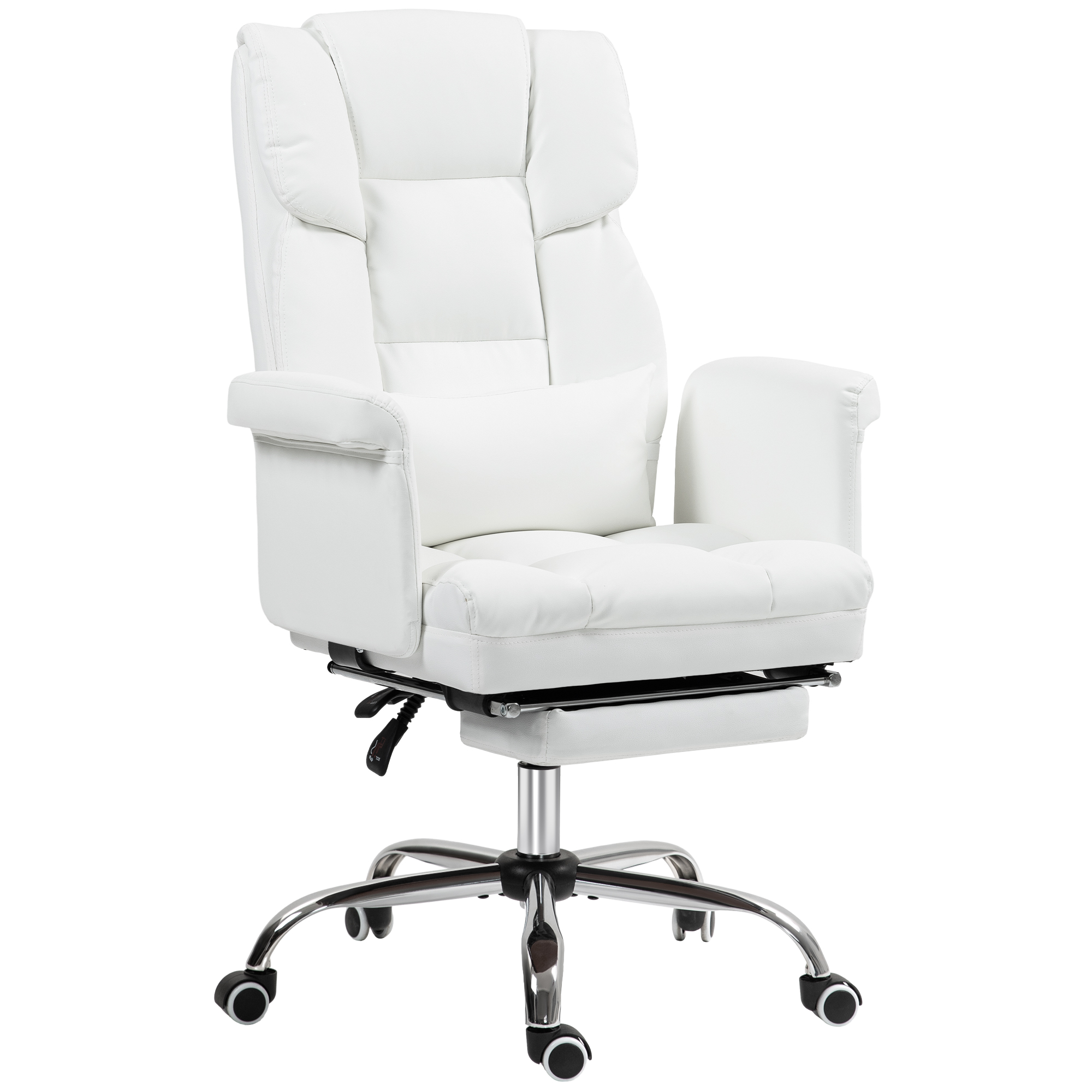 ergonomischer Bürostuhl, höhenverstellbar 48-56 cm, neigbare Rückenlehne, Fußstütze, Weiß