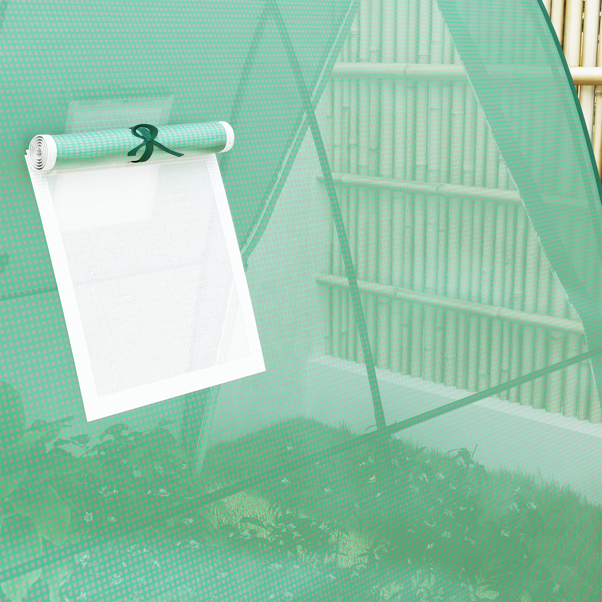 Bogen-Gewächshaus mit Sandsäcken und Kunststoff-Abdeckung, 2 Rolltüren, Netzfenster, tragbar, 1,8 x 1,8 x 2 m, Grün