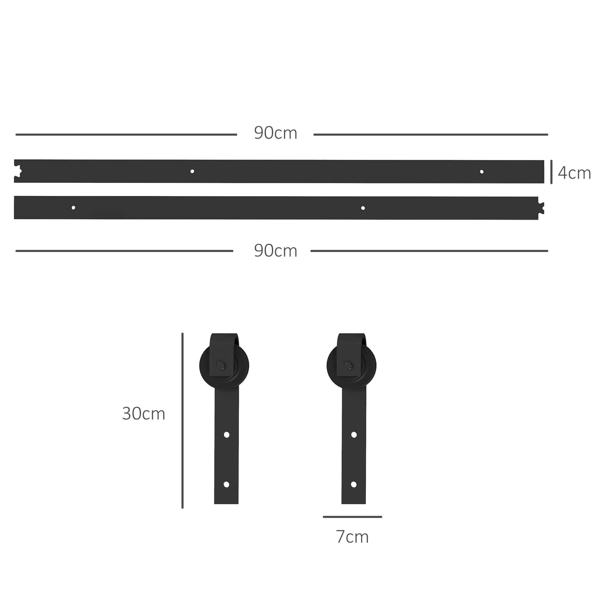 Schiebetür-Bausatz, leise & leichtgängig, für Holz- & Zementwände, 183cm, Stahl, Schwarz
