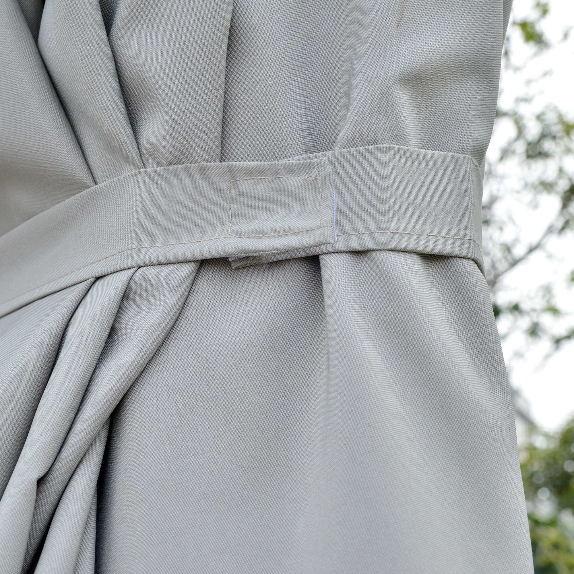 Sonnenschirm mit LED Solar 4,5m Doppelsonnenschirm Gartenschirm Marktschirm Terrassenschirm Oval Hellgrau+Schwarz