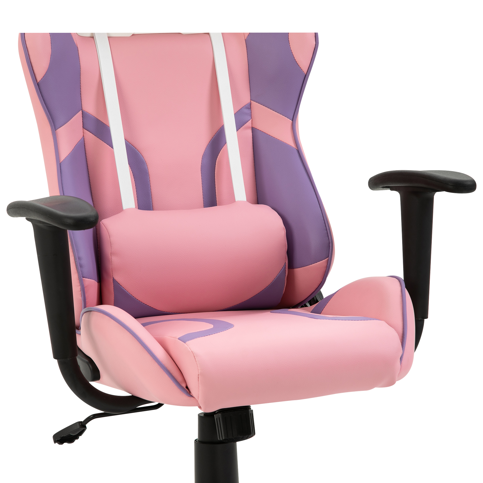 Ergonomischer Gaming Stuhl Bürostuhl Drehstuhl Verstellbares Massage Lendenkissen Höhenverstellbar Rosa&Violett 69x56x125,5 cm