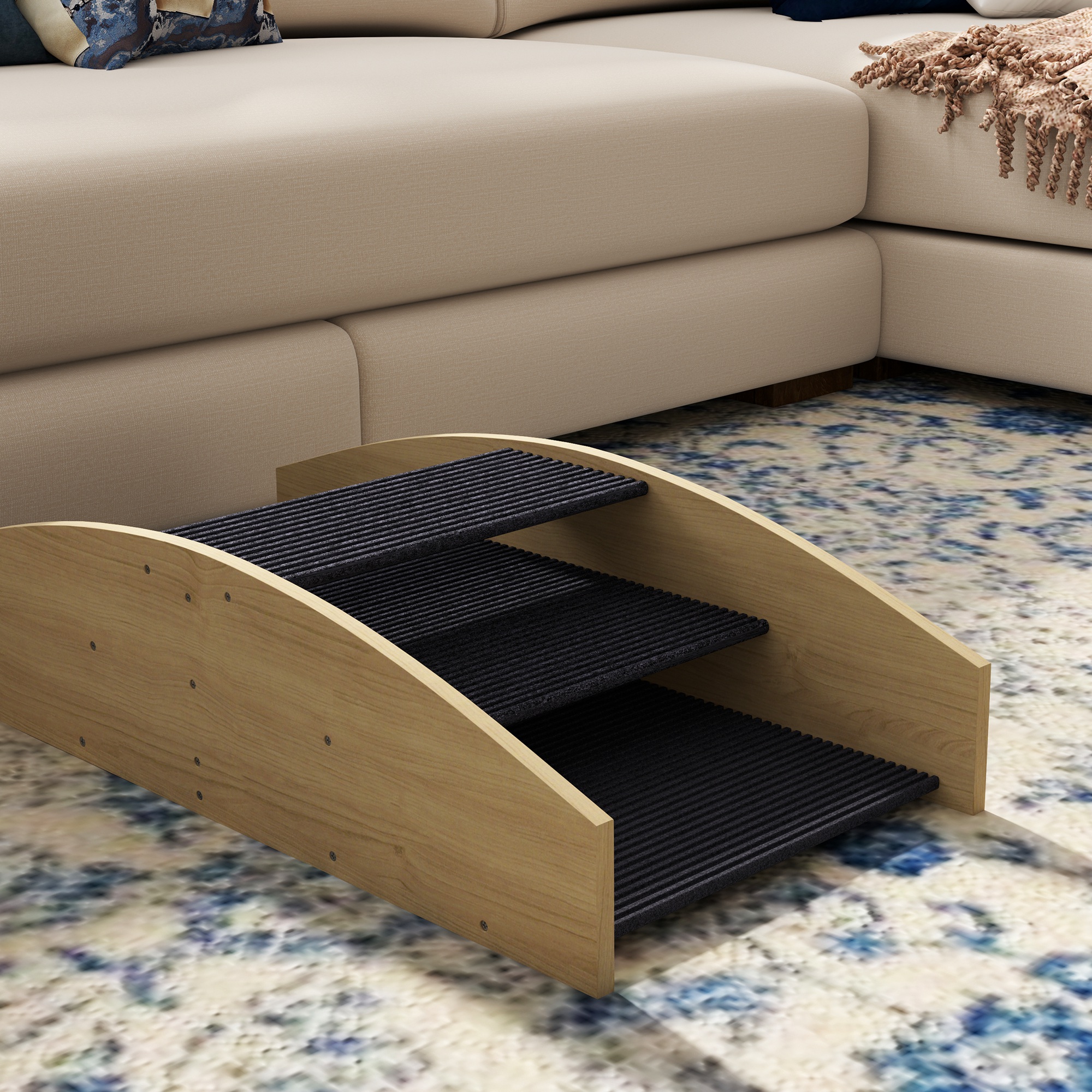 Agility Hundeschaukel, 2-in-1 Wippe und Treppe, rutschfest, Tanneholz, 80 x 39,5 cm