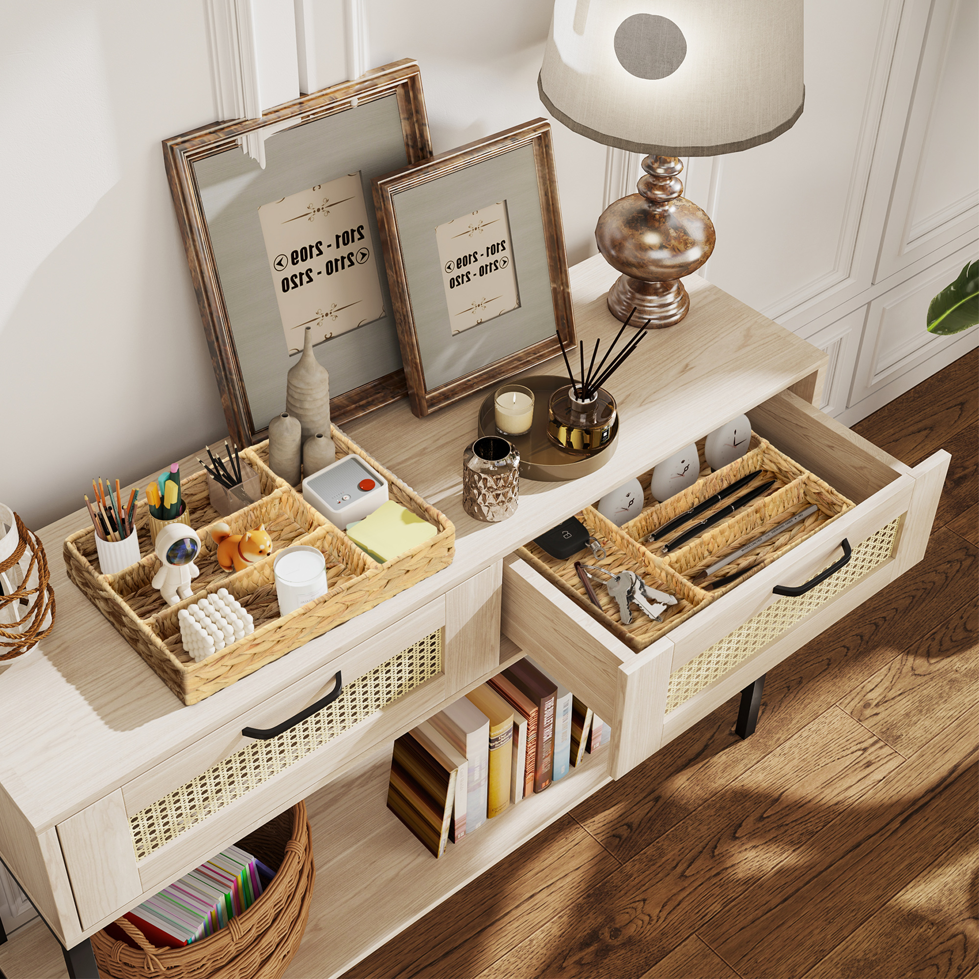 2er-Set Aufbewahrungskorb mit Fächern zur Organisation von Gegenständen, für Wohnzimmer, Küche, Schlafzimmer