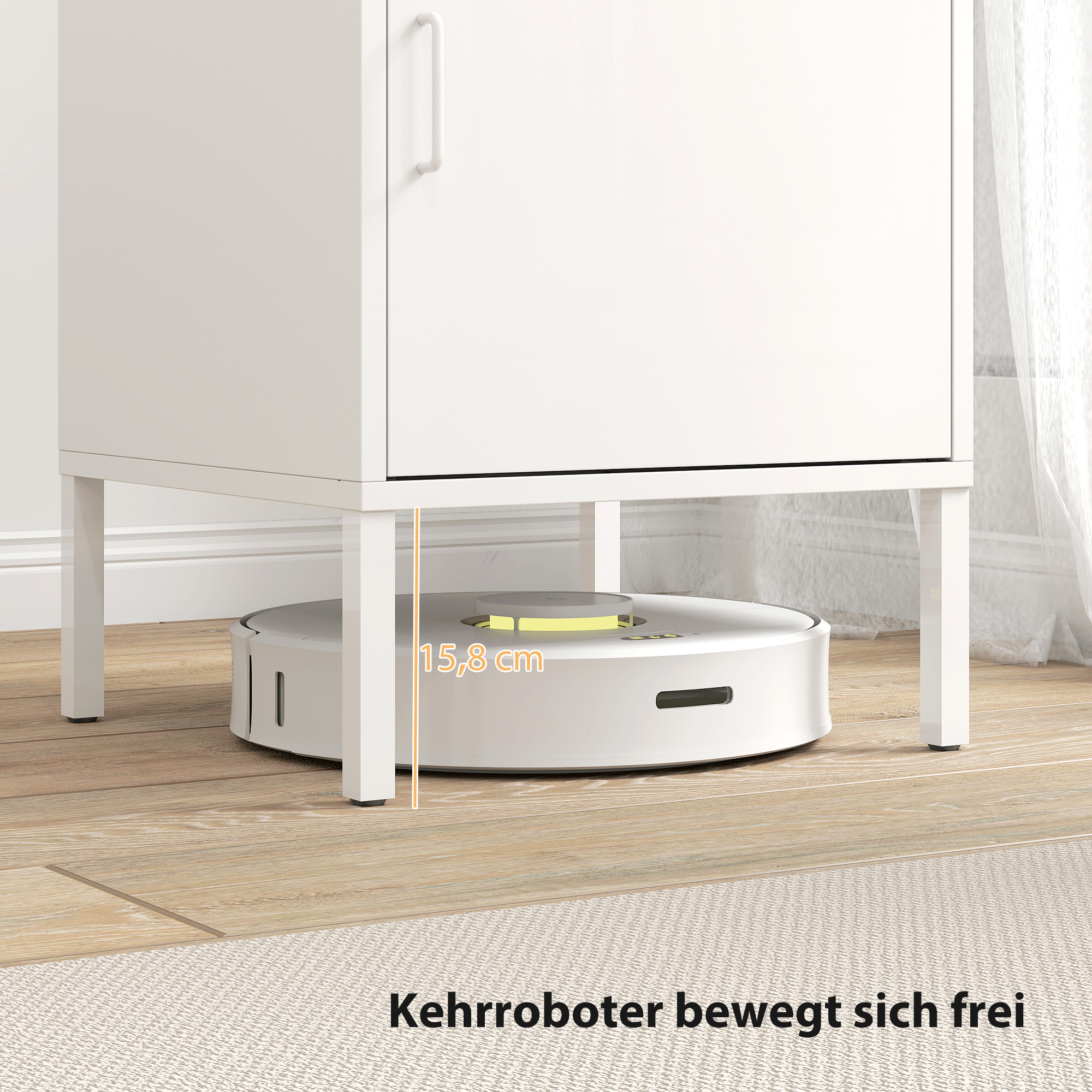 Nachttisch aus Stahl, Beistelltisch für verschiedene Zwecke, verstellbares Regal, für Schlafzimmer, Wohnzimmer, Weiß