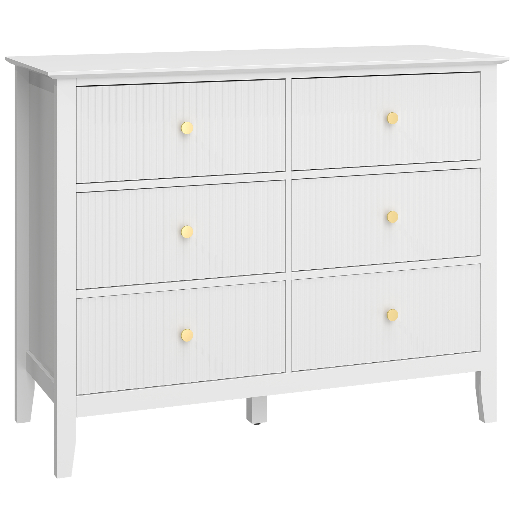 Kommode Sideboard mit 6 Schubladen Moderner Aufbewahrungsschrank für Wohnzimmer Schlafzimmer Flur 100 x 40 x 78 cm Weiß