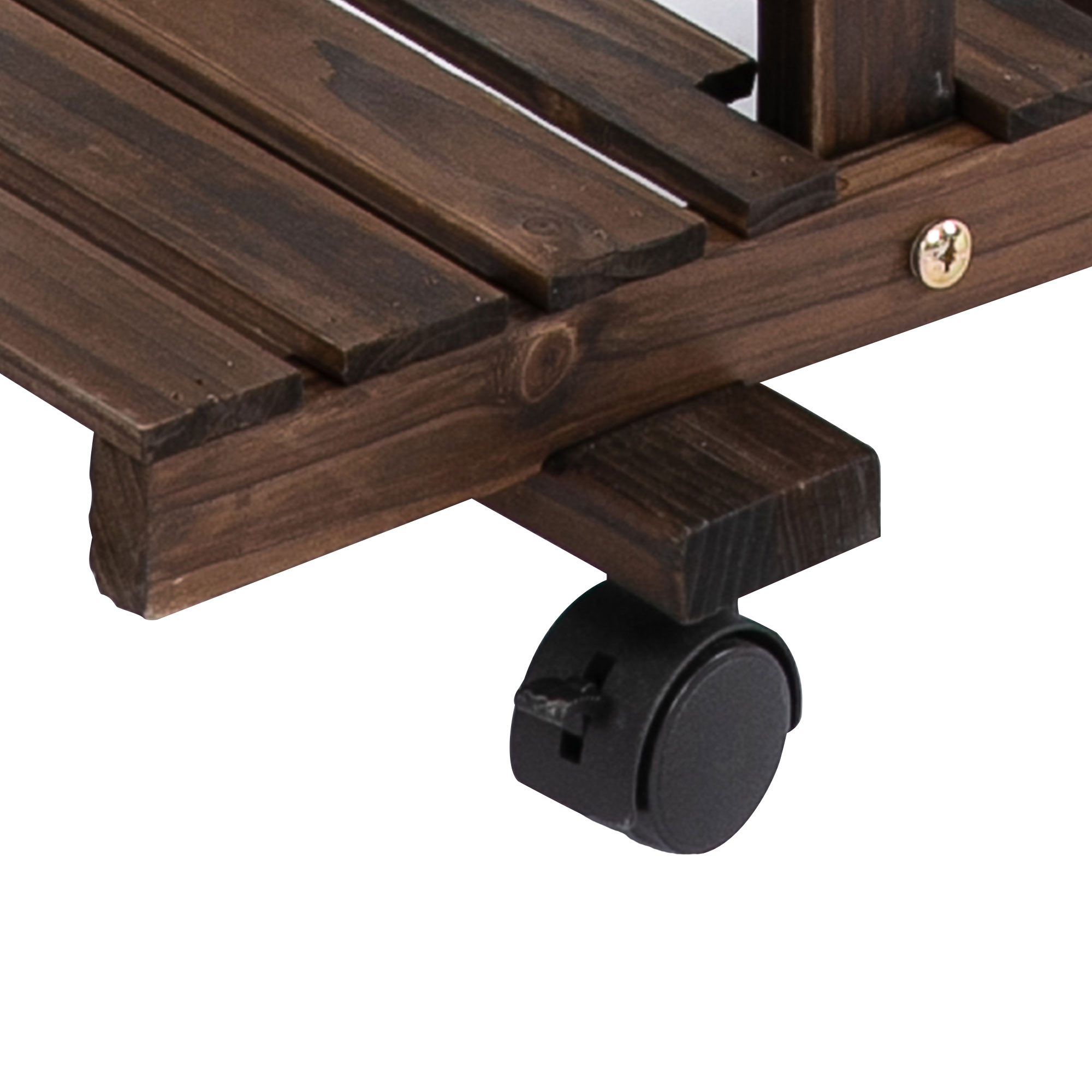 Blumentreppe 6 Regale 4 Rollen 123,5 cm × 33 cm × 80 cm Massivholz Braun 123,5 cm × 33 cm × 80 cm