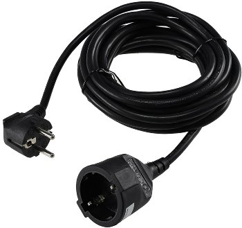 Schutzkontakt-Verlängerung, 5m, schwarz / H05VV-F3G 1,5mm² 16A/250V
