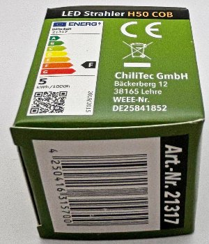 LED Strahler MR16 "H50 COB" / 4000k, 460lm, 12V/5W, neutralweiß