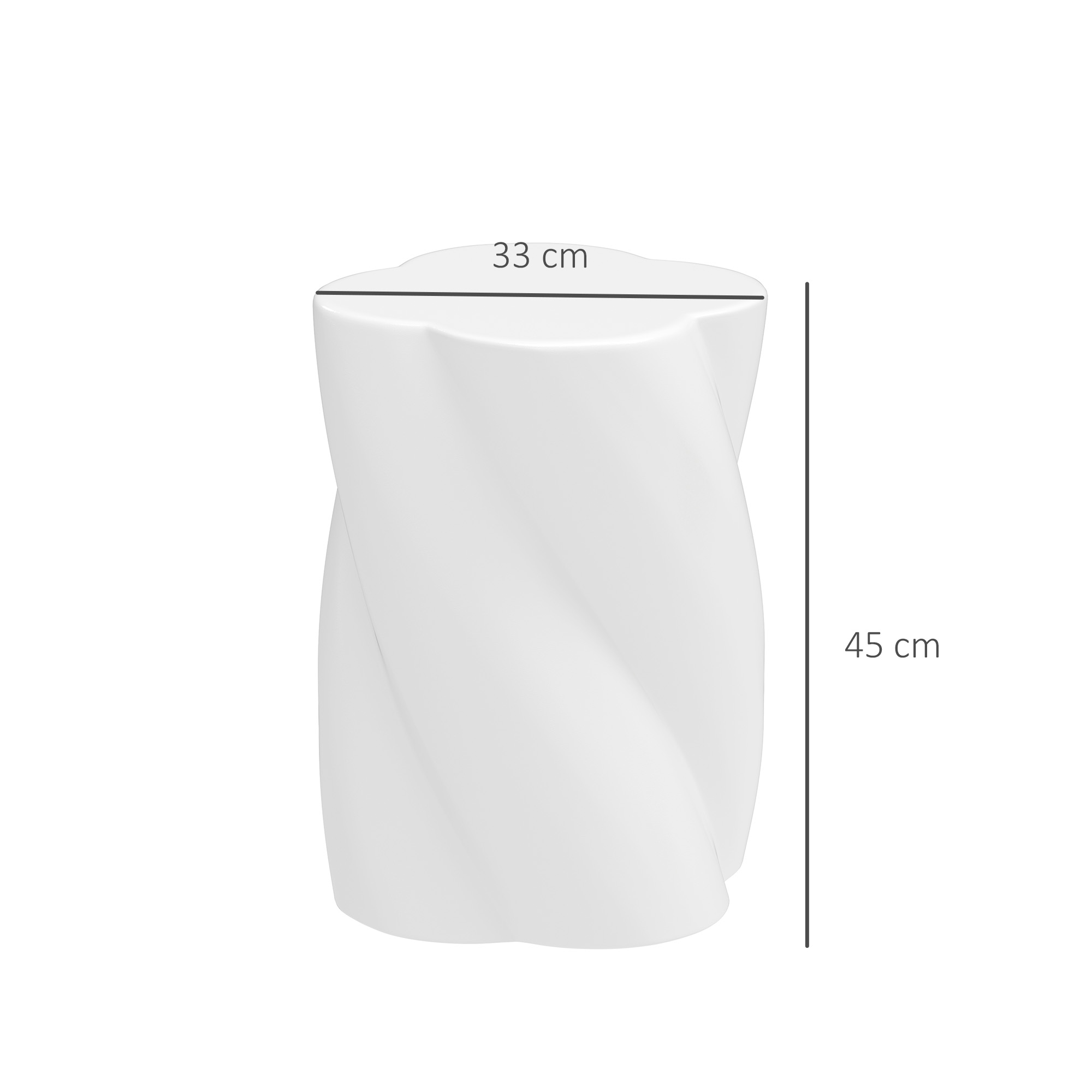 Sitzhocker aus Keramik in Spiralform 120kg belastbar Ø33 x 45 cm Wetterfest Garten Hocker mit Deckel Weiß