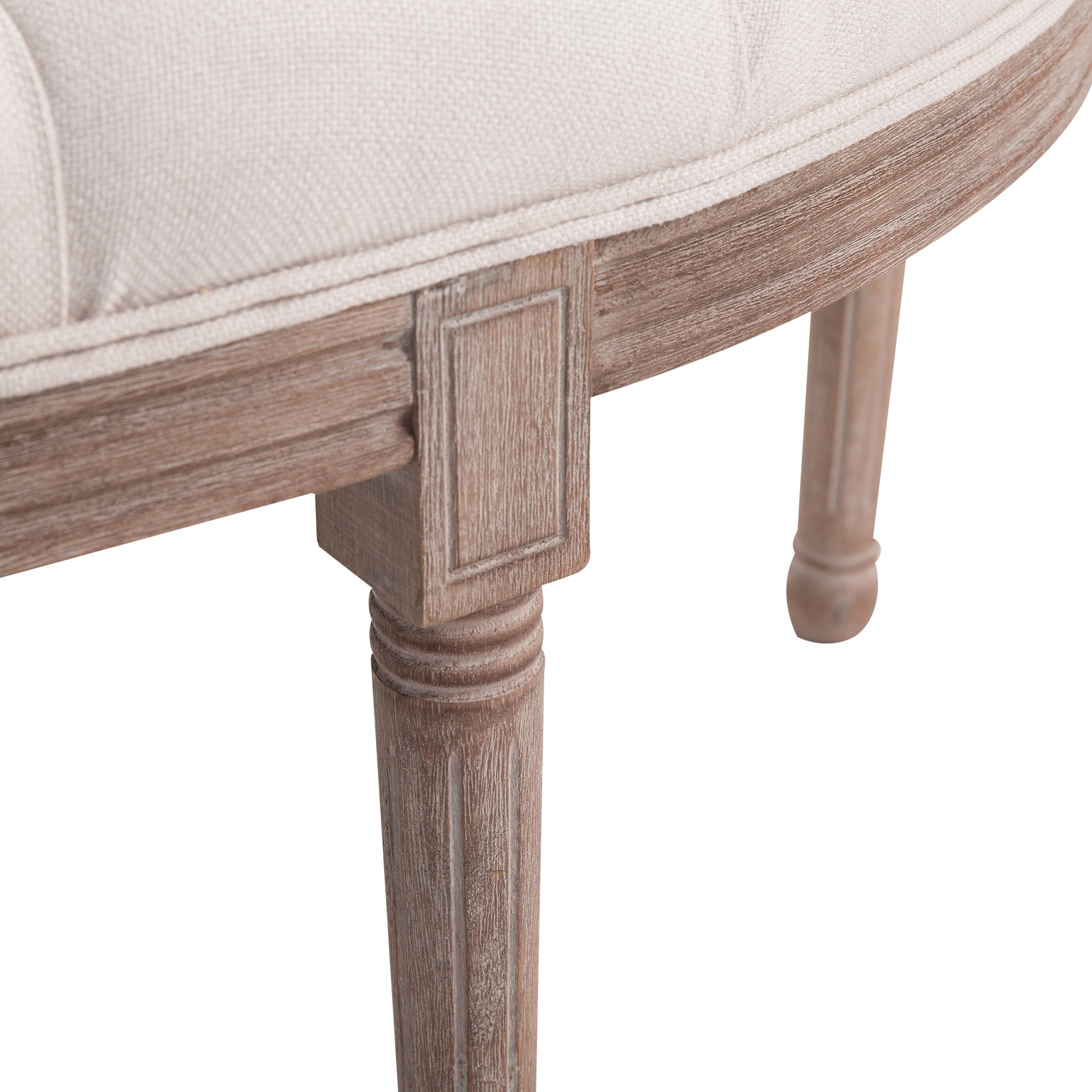 Polsterbank Sitzbank Lounge Sitzhocker Vintage Retro mit Knöpfen Sofa Couch Leinen + Holz beige 140,5 x 51 x 48 cm
