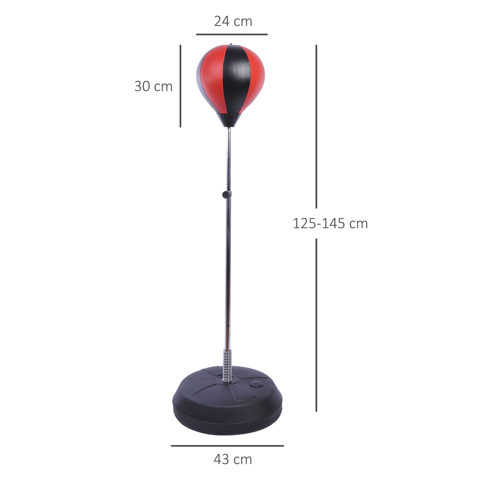 Punchingball Set Standbox Training Set 125/131/138/145cm höhenverstellbar mit 1 paar Handschuhe 1 Pump Geeignet für Profis und Anfänger Rot