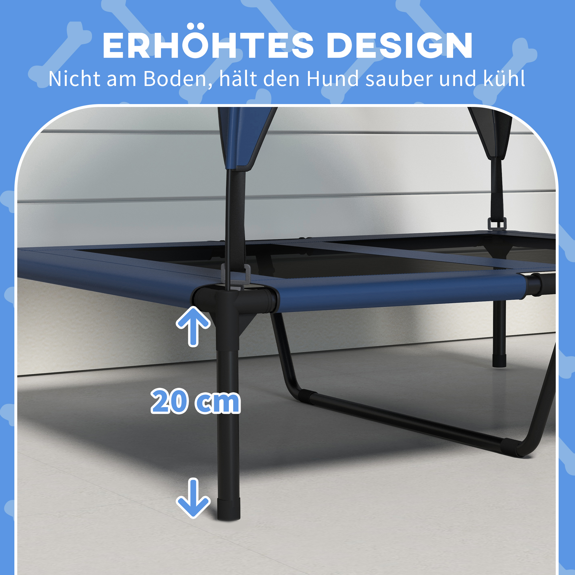 Hundebett mit Dach, atmungsaktiv, wasserabweisend, bis 30 kg, 91 x 76 x 89 cm, Dunkelblau