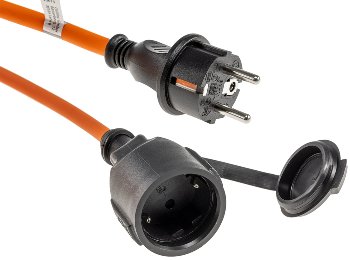 Verlängerungskabel 5m, IP44, Orange, H07RN-F 3G1,5 , Stecker / Kupplung