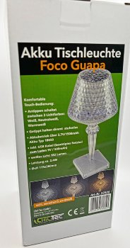 LED Akku-Tischleuchte "Foco Guapa" / Li-Akku, Weiß & Warmweiß, ØxH 11x26cm
