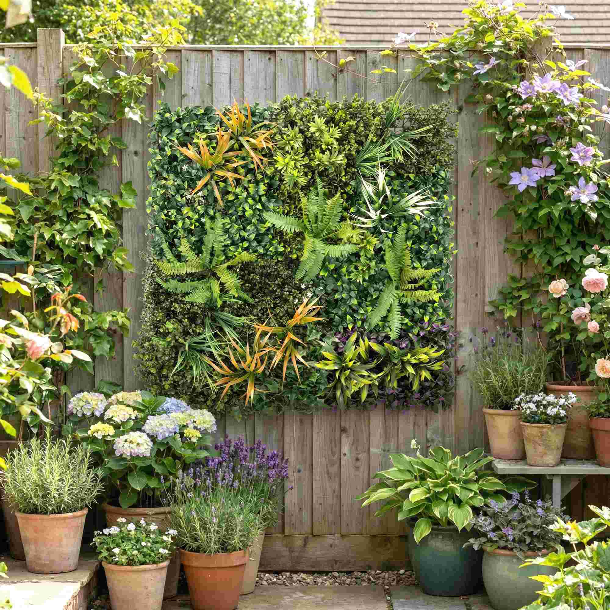 Graswand-Paneele, 100 x 100 cm künstliche Graswand-Dekoration mit Verbindungsbindern, grüner Hintergrund, Grün